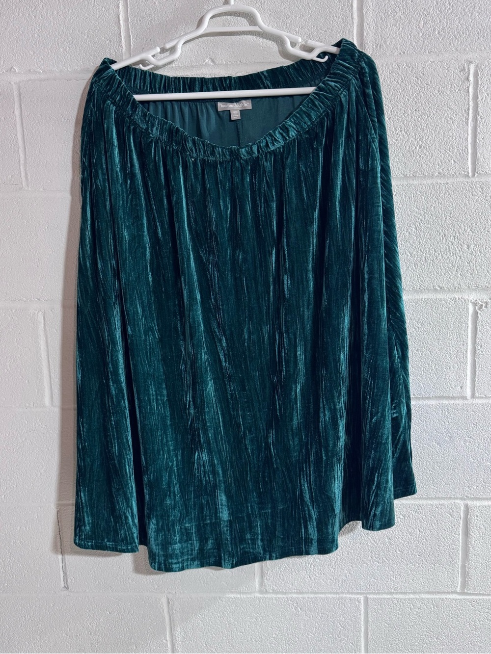 Vintage Woman Within Teal Velvet A-Line Skirt